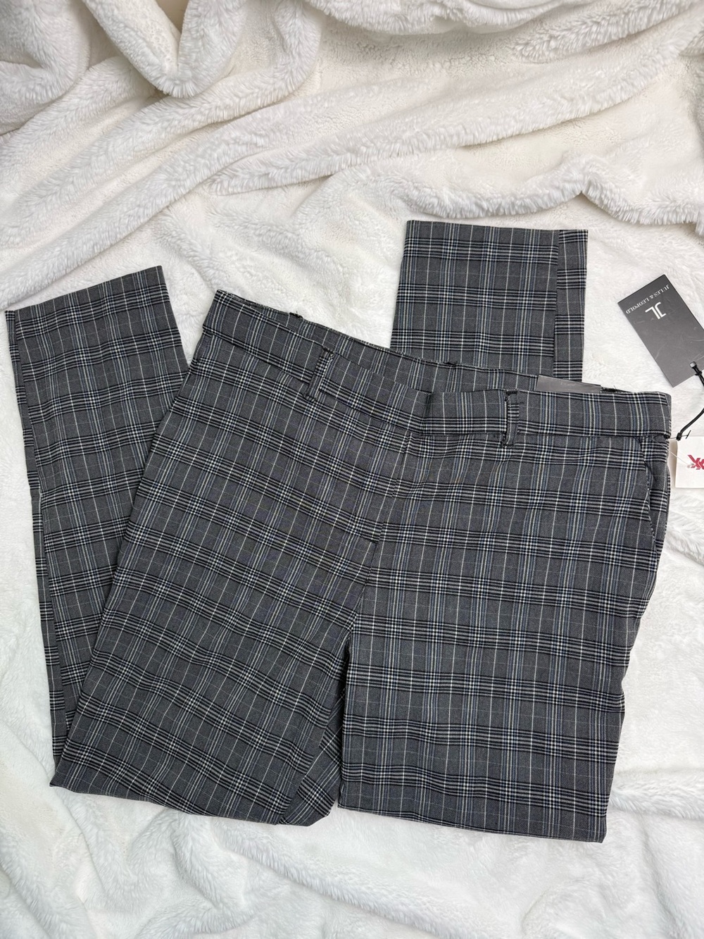 Gray Plaid Dress Pants - Classic Check Pattern